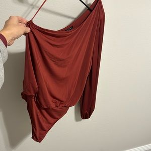 Express bodysuit. Rust. Nwt. One shoulder. Thong. Size large.